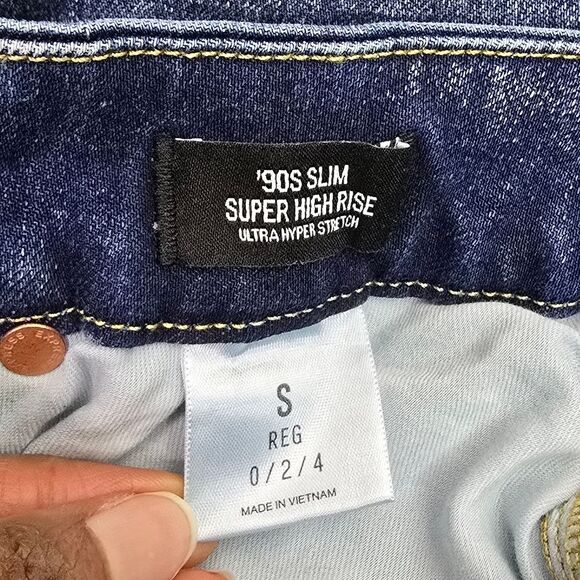 Express Flexx 90s Slim Super High Rise Straight Leg Jeans - Picture 2 of 5